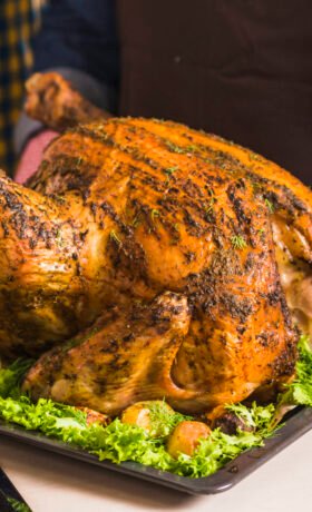 human-hand-holding-tray-with-roasted-ham